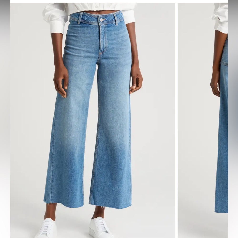 Catherin Frayed High Waist Wide Leg Culotte Jeans